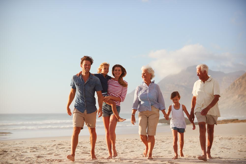 Multi generational family on the beach