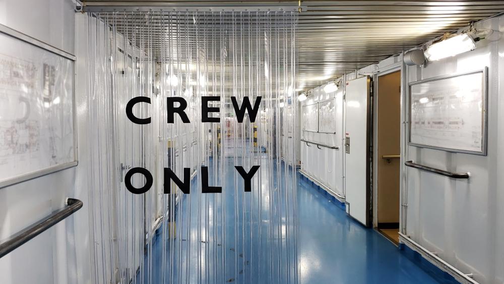 A crew only sign