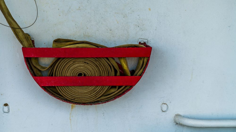 Fire hose on a cruise ship