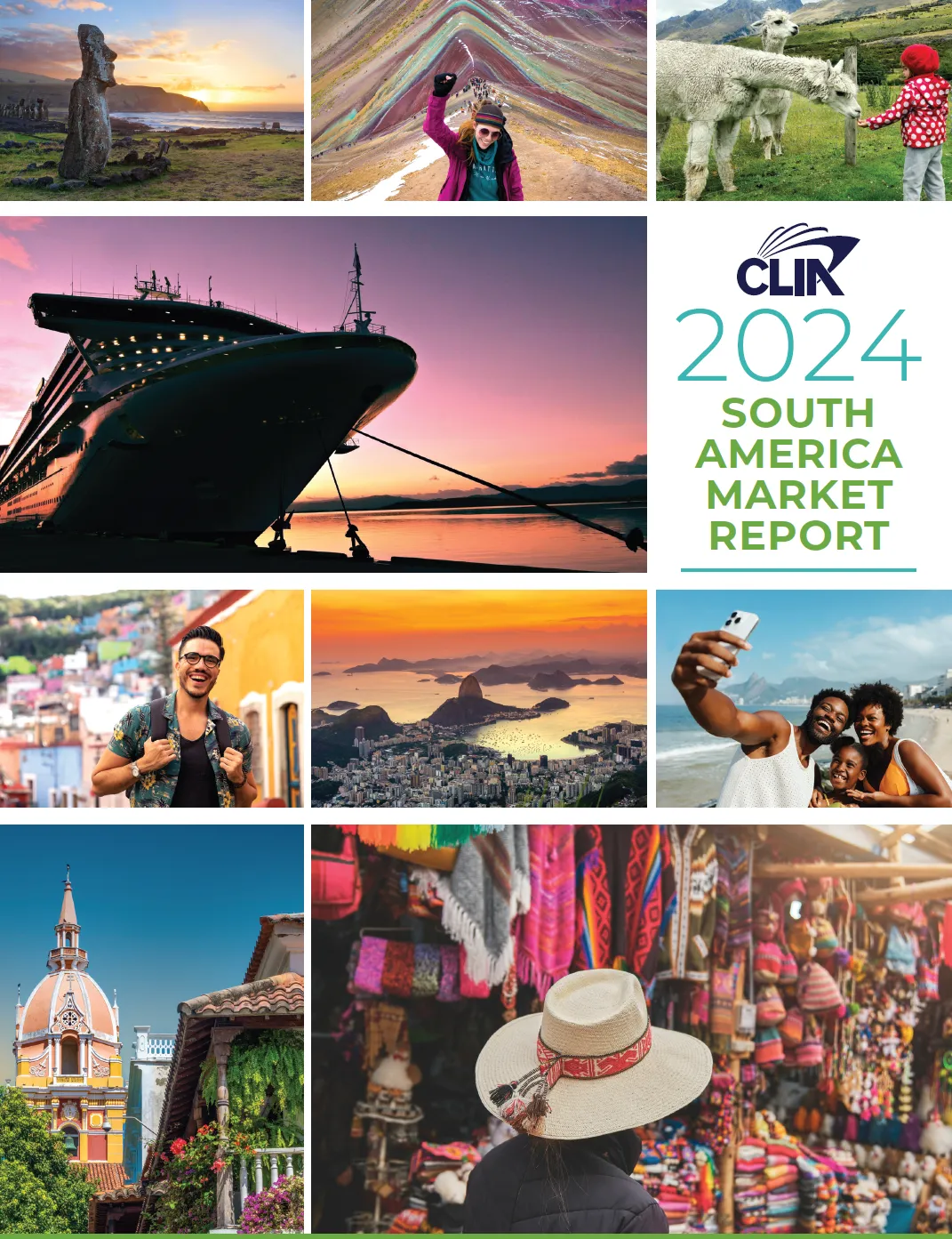 2024 South America Source Market Report [Image shows report cover featuring a collage of images of South American destinations and smiling cruise guests]