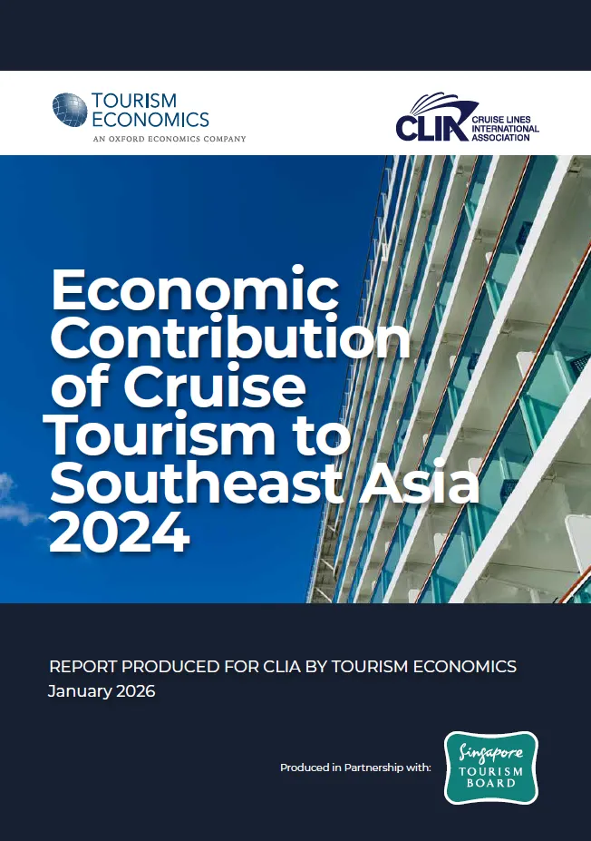 A thumbnail showing the cover of the report which features the report title in large text overlaid on a picture of the exterior of a cruise vessel, showcasing multiple decks of staterooms with balconies.